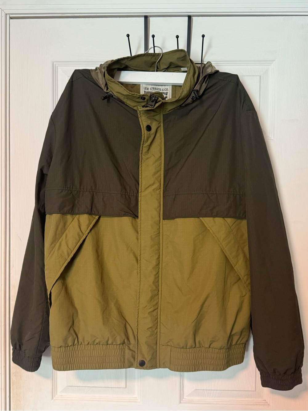 Levi's Two-Tone Olive and Dark Olive Hooded Windbreaker